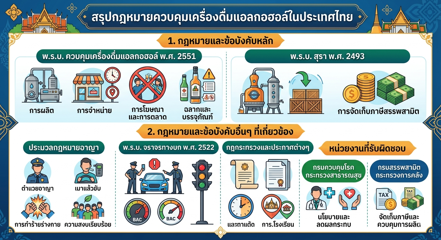 กฎหมายที่เกี่ยวข้องเกี่ยวกับเครื่องดื่มแอลกอฮอล์ 